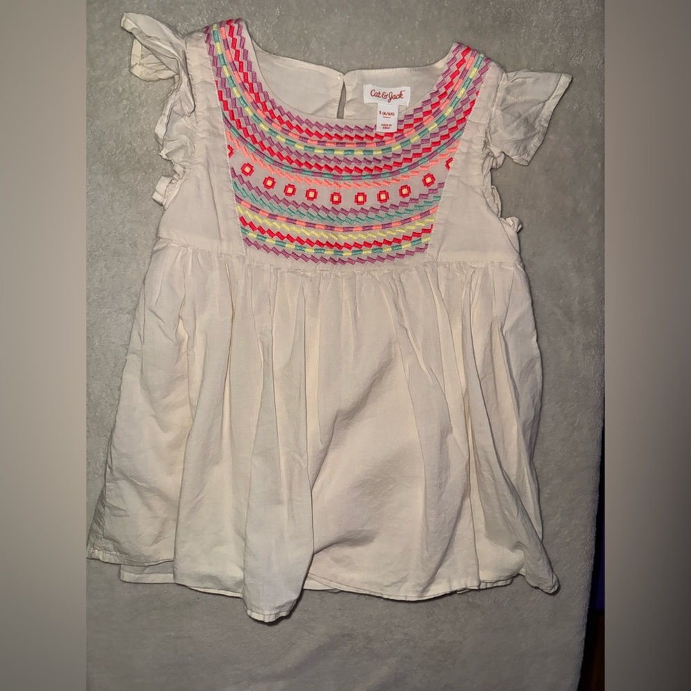 Girls' White Ruffle Sleeve Top